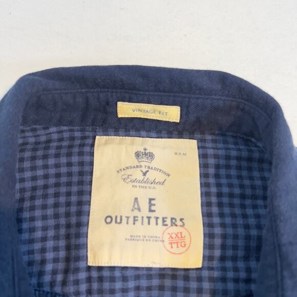 American Eagle Outfitter Shirt Men 2XL Vintage Fit Marble Snap Buttons Flannel - Picture 2 of 11